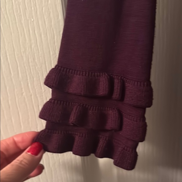 Elegant Burgundy Long Sleeve (with ruffles) Sweater Dress - Picture 2 of 4